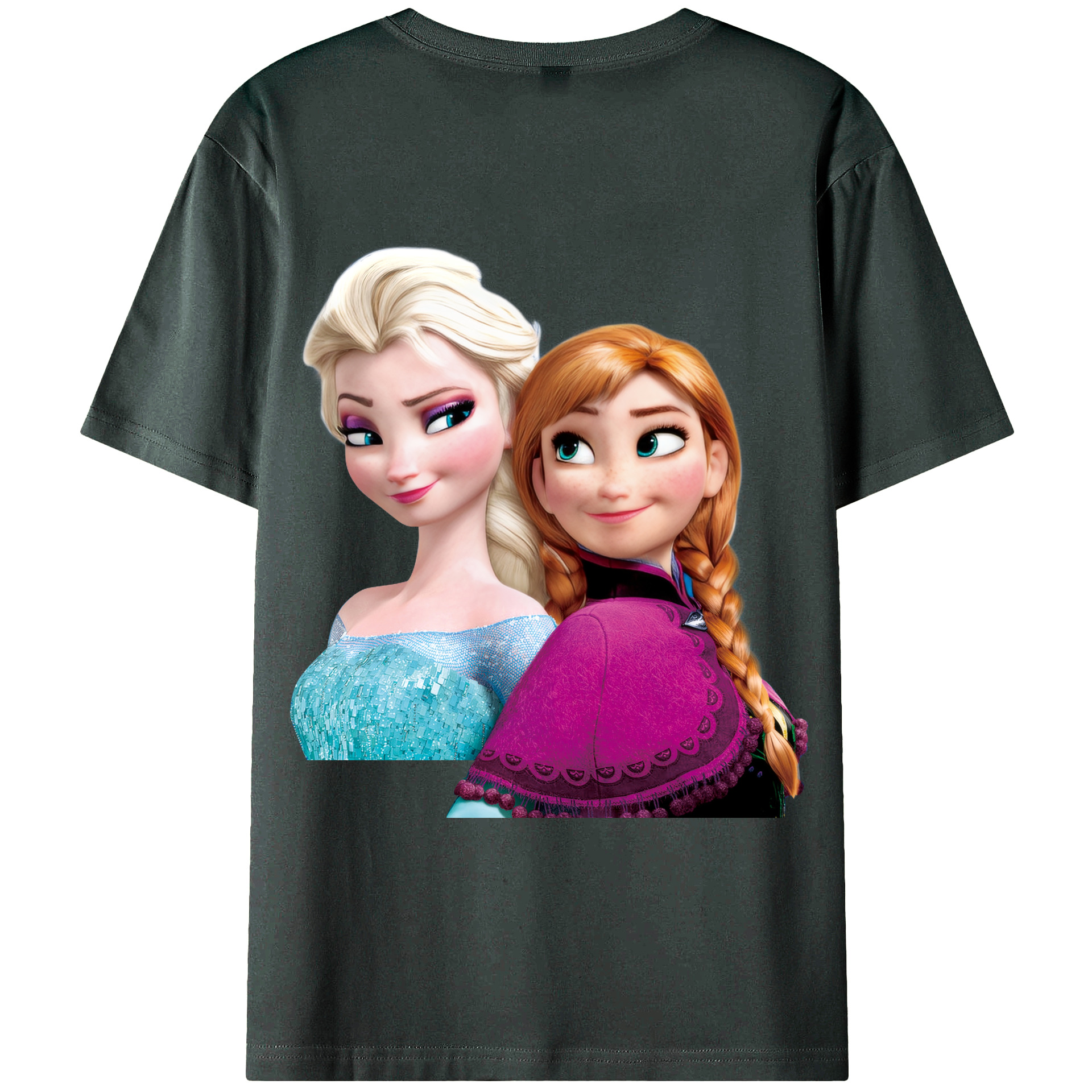 （画像用） アナと雪の女王 アンナ エルサ Frozen Anna Elsa 綿100％ メンズ半袖Tシャツ（バックプリント） 通気性